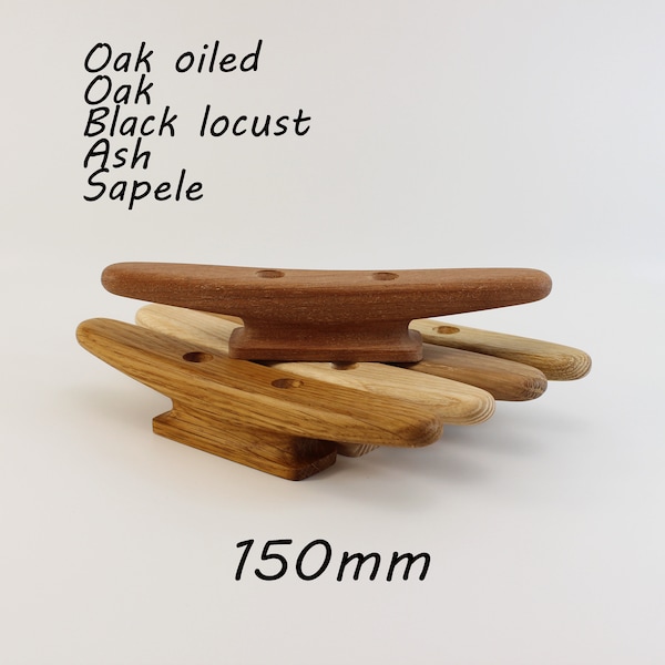 Wooden Boat Cleat 150mm (6 inch), oak, oak oiled, ash, black locust, sapele