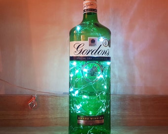 Upcycled Light Up Gordon's Gin Bottle: Home Bar Decor