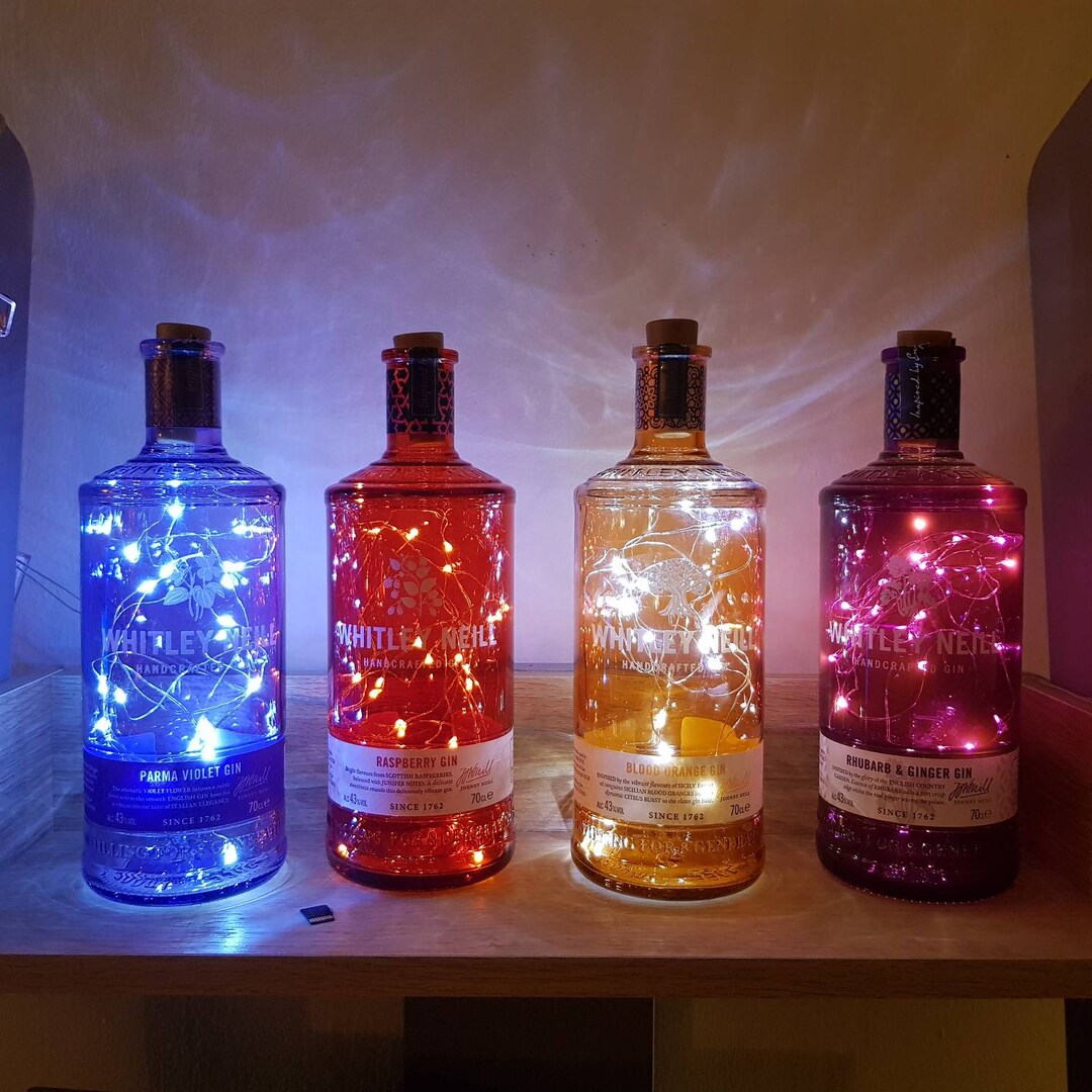 Whitley Neill Light up Bottles/light up Gin Bottles/purple Etsy UK
