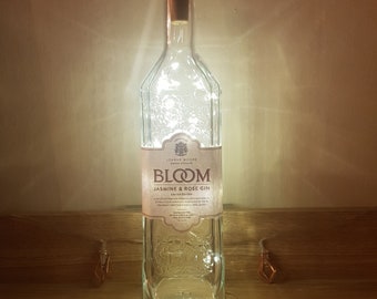 Upcycled Bloom Gin Bottle Lamp: Lighted Home Bar Decor
