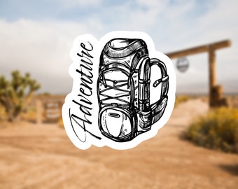 Adventure Backpack Sticker | Outdoors | Overlanding | Camping | Vinyl Car Sticker