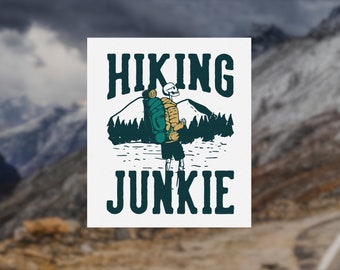 Hiking Junkie Sticker | Outdoors | Camping | Vinyl Laptop Sticker