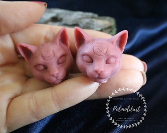 Small cat pentagram or moon 3D Silicone Mold for making candles, wax melt,resin, plaster, concrete, cat head,third eye, mystical, witchcraft