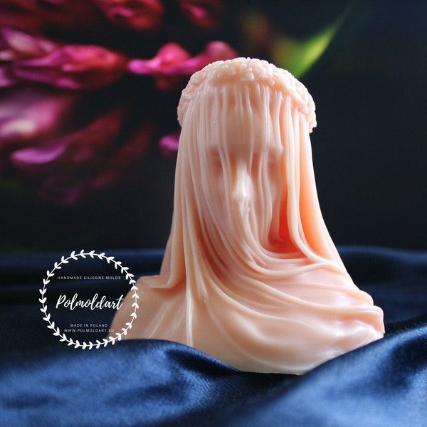 The Veiled Maiden 3D silicone mold, candle, soap, resin, plaster, Veiled Virgin Mary, girl, candle mold, woman, staue, Greek