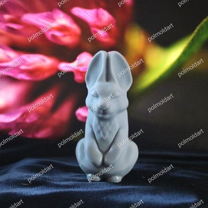 Funny Bunny 10cm 3D Silicone Mold for making candles, resin,soap, funny mold, rabbit, bachelorette party image 1