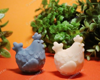 Hen with feathers 3D silicone mold for making candles, resin,soap, Easter mold, flowers, bird, egg, molds, chicken, farm soap, hen mold