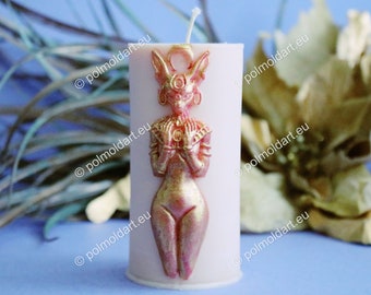 Bastet Goddess Pillar 3D Silicone Mold for making candles, resin, soap, wiccan decor, altar candles, dryads, god, goddess, forest god