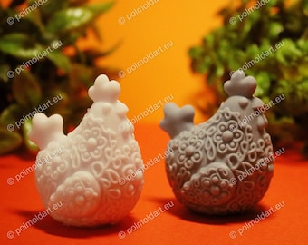 Hen with ornament 3D silicone mold for making candles, resin,soap, Easter mold, flowers, bird, egg, molds, chicken, farm soap, hen mold