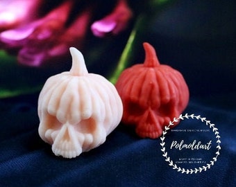 Pumpkin skull 3D Silicone Mold for making candles, resin, soap, gypsum, halloween, skeleton, death, gothic, day of the dead, witchcraft
