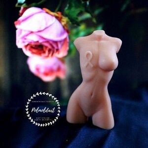 12cm Fight Cancer Woman 3D Silicone Mold for making candles, resin, soap, Goddess, candle mold, breast, Female, woman, cancer mold image 3