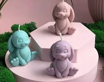 Cute bunny rabbit 3D Silicone Mold for making candles, resin, soap, animal mold, easter mold, rabbit candle, bunny soap