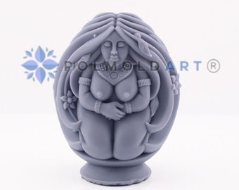 Earth Mother Goddess 3D Silicone Mold for making candles, resin, soap, Wicca, wiccan decor, altar candle, goddess