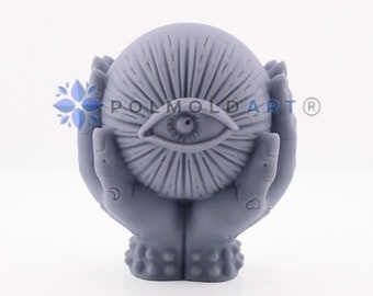 Small Crystal Fortune Teller with eye 3D Silicone Mold for making candles, resin, soap, witch hands mold, third eye, occult, ritual, magic