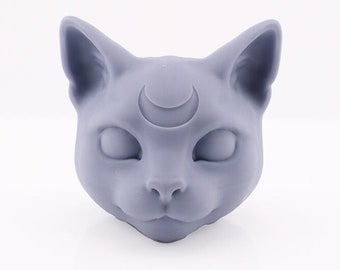 Moon cat 3D silicone mold, candle mold, spiritual, soap mold, resin, witch, meditation, third eye, mystical, magic, witchcraft