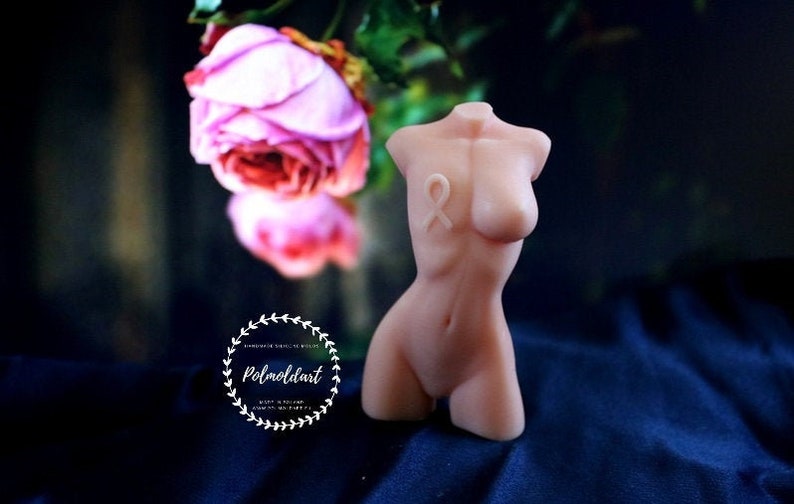12cm Fight Cancer Woman 3D Silicone Mold for making candles, resin, soap, Goddess, candle mold, breast, Female, woman, cancer mold image 3