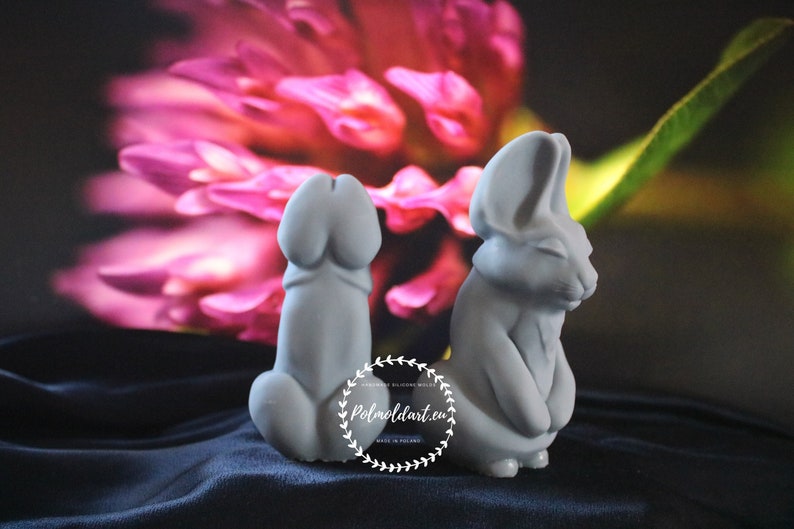 Funny Bunny 10cm 3D Silicone Mold for making candles, resin,soap, funny mold, rabbit, bachelorette party image 2