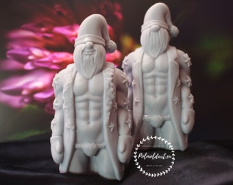 Stampo in silicone 3D di Babbo Natale per realizzare candele, resina, gesso, dea, nudo, sexy, Natale, corpo maschile, stampo di Babbo Natale, Capodanno, statua