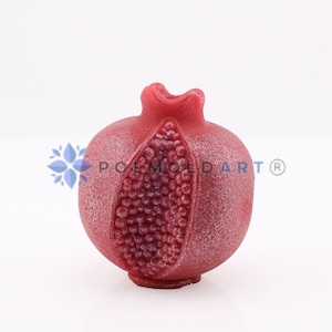 Stampo in silicone 3D piccolo melograno con bacche per realizzare candele, resina, sapone, frutta, mela, rosso, stampo per candele melograno