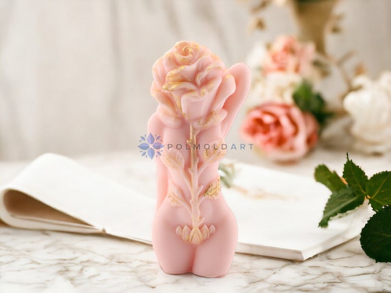 12cm Rose Girl 3D Silicone Mold for Making Candles, Resin, Soap, 4.2  Inch/12cm, Goddess, Rose, Candle Mold, Woman, Statue 