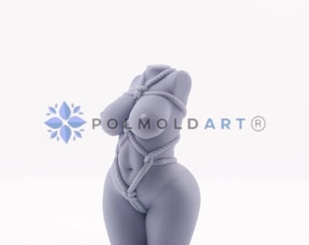 MINI Shibari Woman torso 3D Silicone Mold for making candles, resin, soap, Goddess, candle mold, breast, Female, woman