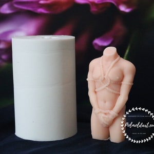 MIDI Bondage Shibari Man torso 3D Silicone Mold, making candles, resin, soap, Goddess, candle mold