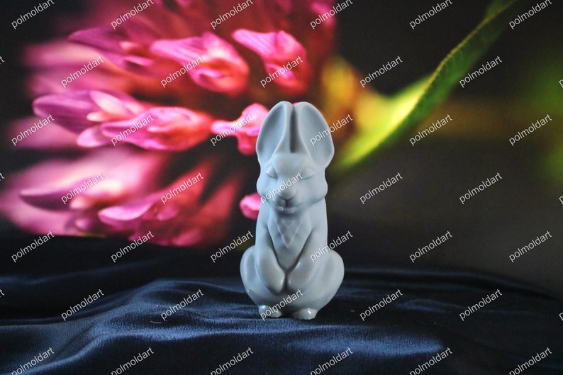 Funny Bunny 10cm 3D Silicone Mold for making candles, resin,soap, funny mold, rabbit, bachelorette party image 1