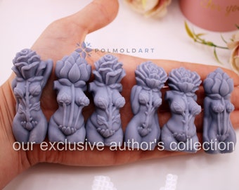 Mini girls with flowers 3D Silicone Mold, candle mold, resin mold, cocnrete mold, soap molds, flowers, love, beauty, exclusive