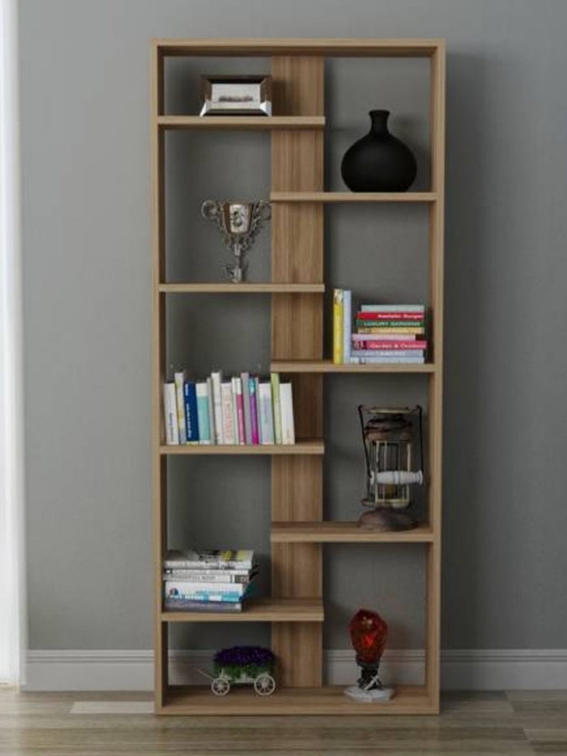 Natural Wood Bookcase Wooden Bookshelf Wall Mount Bookshelf Etsy