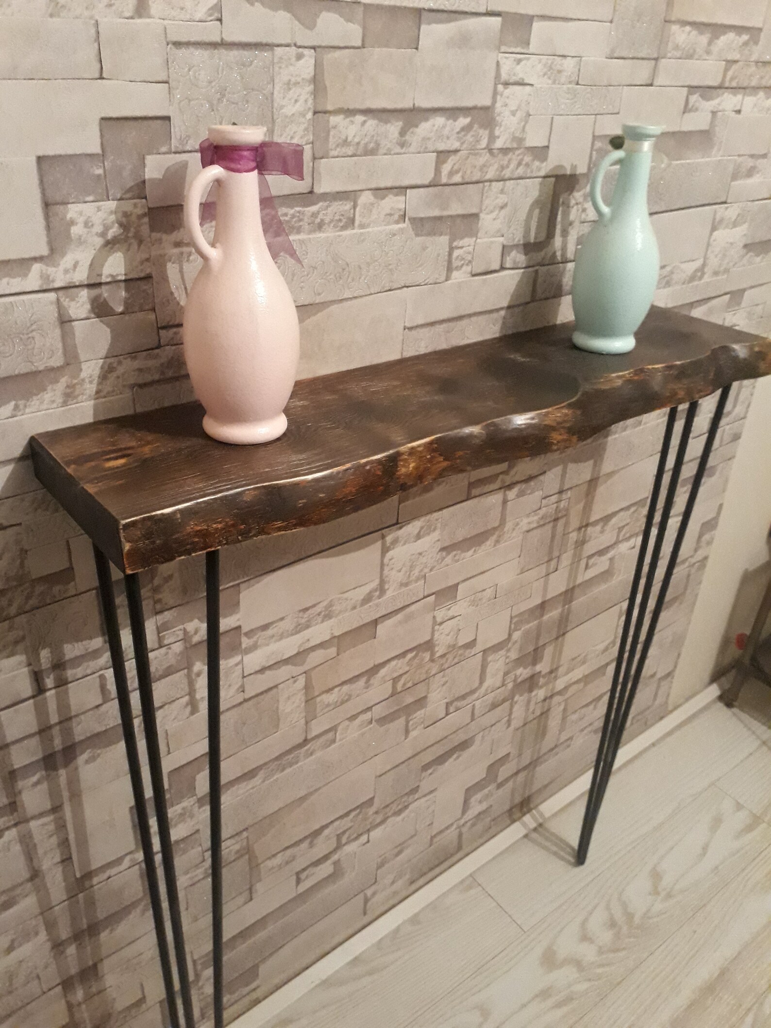 Rustic Console Table With Hairpin Legs, Entryway Entrance Table, Modern