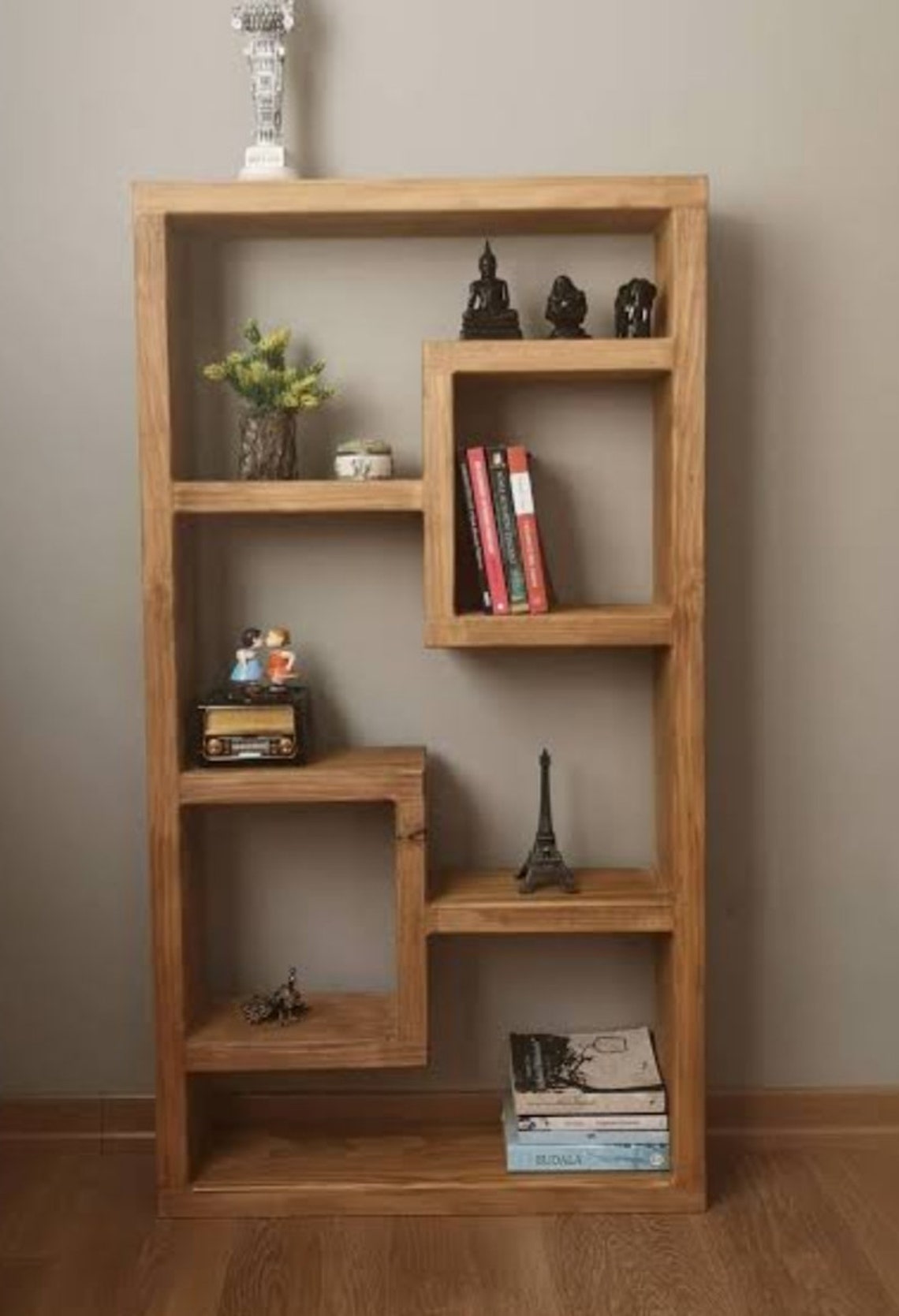 Wooden Bookcase Labyrinth Bookcase Wooden Bookshelf Wooden Etsy