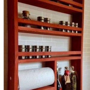 Wooden Wall-Mounted Spice Rack Organizer, Jar Holder, Rustic Spice Shelf for Spice Storage and Organization, Kitchen Space-Saving shelves