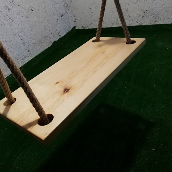 Handcrafted Wooden Swing for Kids, Versatile Indoor & Outdoor tree swing, Child-Friendly garden swing, Sturdy rope wooden hanging tree swing