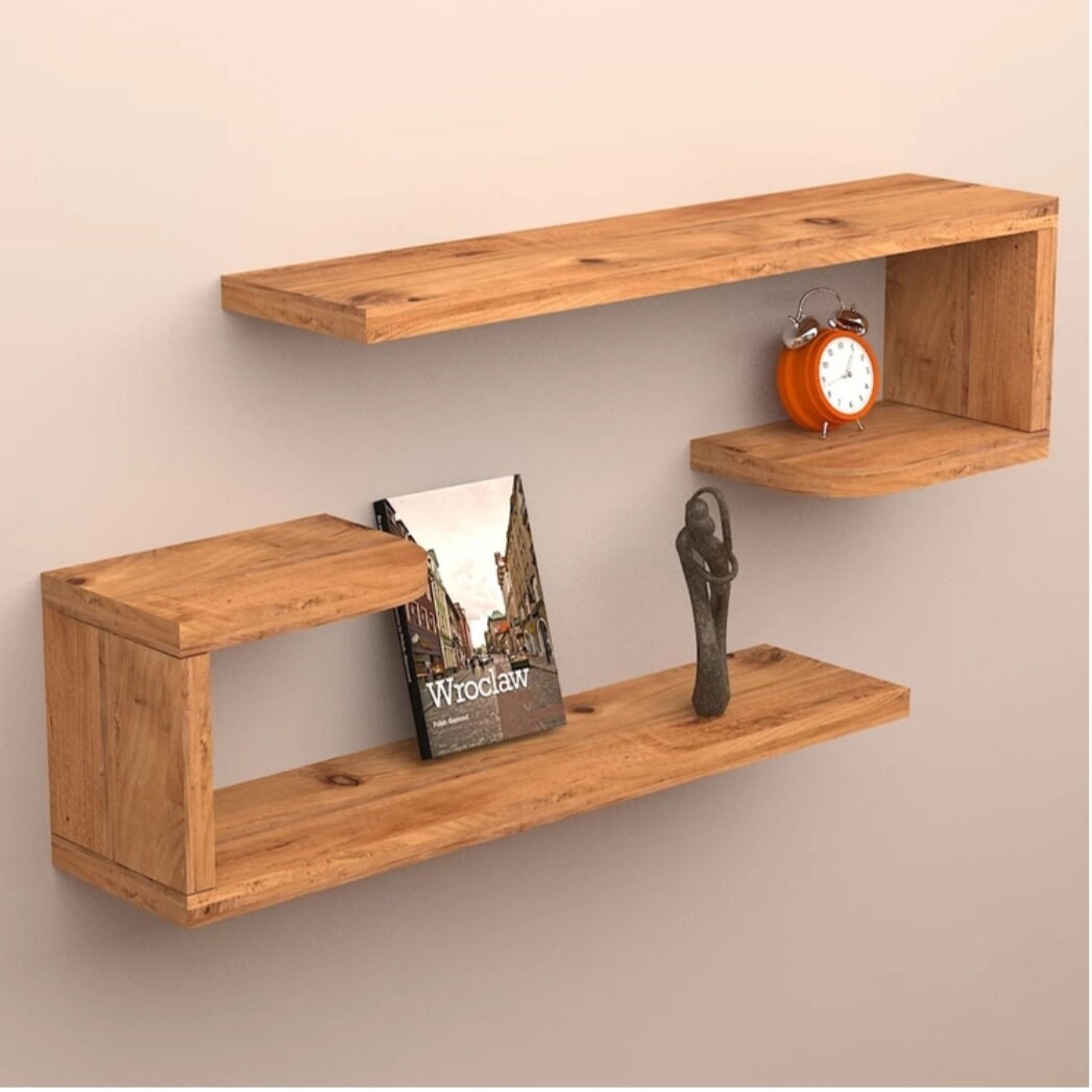 Decorative Wall Shelf Wooden Wall Shelf Zig Zag Shelf Wall Etsy