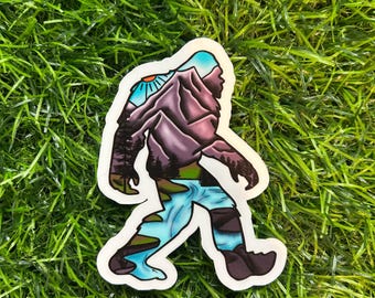 Sasquatch Scene  Tattoo Vinyl Sticker