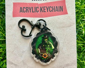 Mini Plague Doctor, Pinup, Glitter Snowglobe Keychain Charm