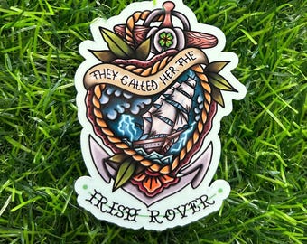 Irish Rover Sailing Tattoo Vinyl Sticker