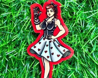 Carlita, Pinup,  Dungeon Crawler Carl, Tattoo Style , Vinyl Sticker