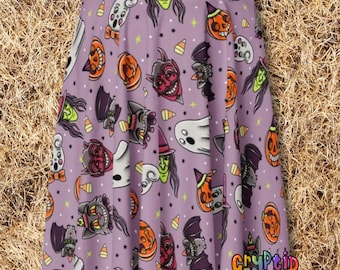 Vintage Halloween Party Skater Skirt