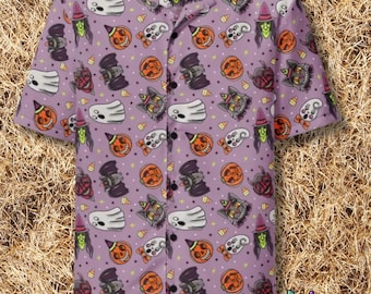 Vintage Halloween Party Unisex button shirt