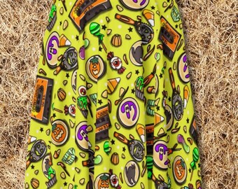Pumpkin Carving Party Skater Skirt