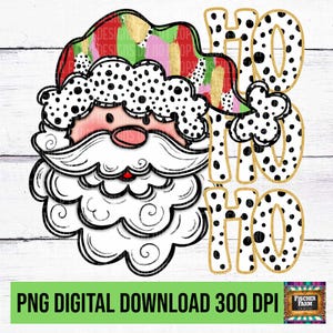 Ho Ho Ho Santa, Retro, Puntos Dálmatas, Trazo de pintura, Letras Doodle, Navidad, Creer, Árboles, Luces, Alegre, Alegría, Descarga digital png