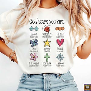 God Says you are, Jesus, Strong, Loved, precious, healed, free, chosen, forgiven, beautiful, Christian, Bible, god digital download png