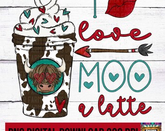 Me encanta Moo a latte, café, vacas, vaca de San Valentín, pelo largo, Moo, sé mío, amor, granja, te amo, rosa, descarga digital de labios png