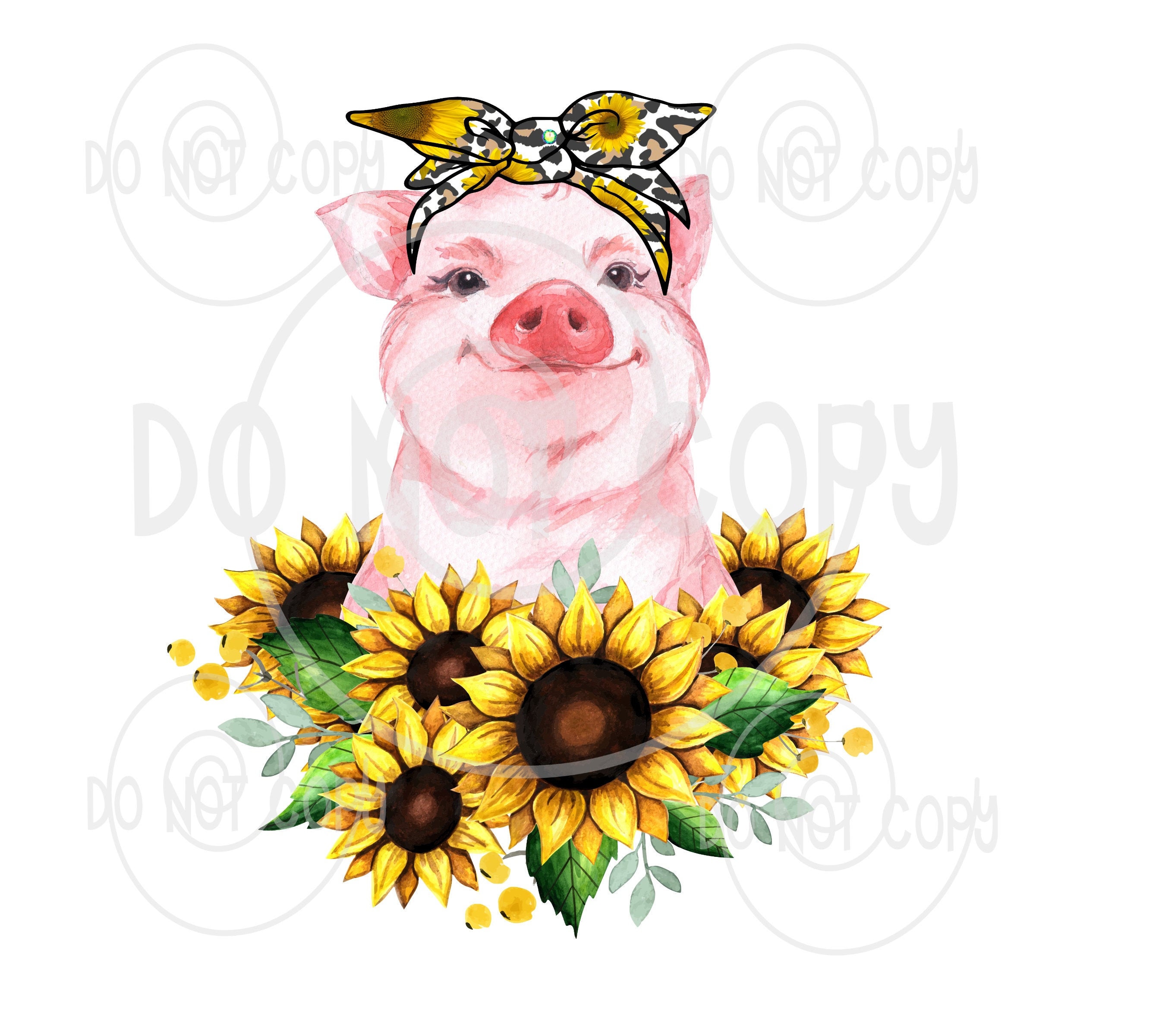Sunflower Pig digital download png jpeg Etsy