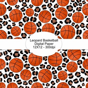 Leopard Basketball Seamless Print Digital Paper Scrapbook Paper 12x12 Commercial Use Digital Paper 300 DPI Leopard Print Digital Paper PNG