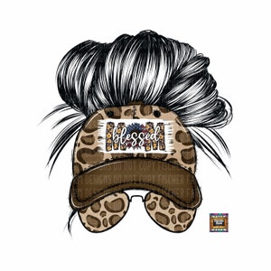 Selige Mama, Messy Bun, Mama, Leopard, Sonnenblume, Flagge, Amerika, Muttertag, gesegnet, Baseballmütze, 'Merica, Stern digitaler download png jpeg