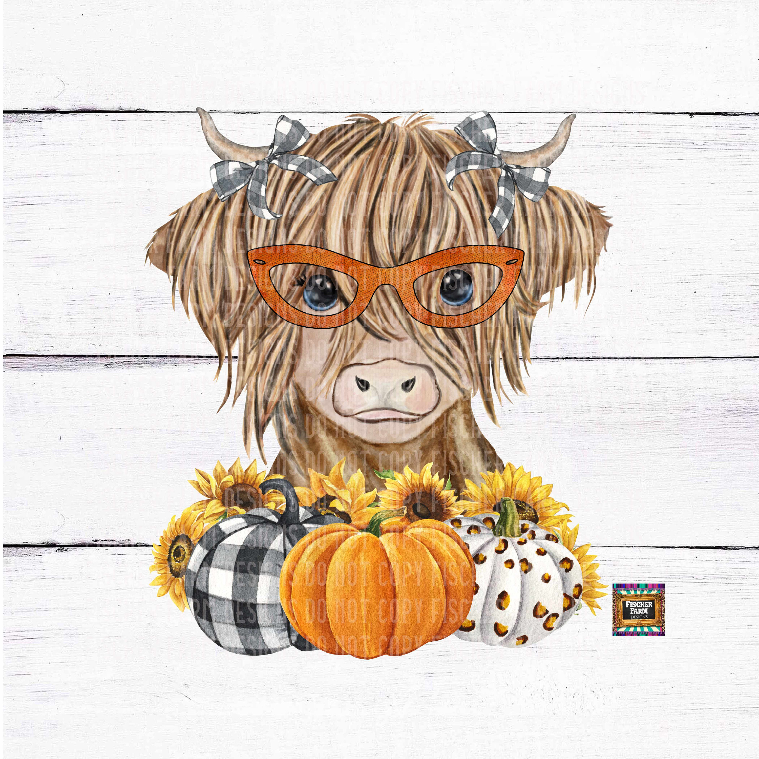 Fall, Long Haired Cow, Pumpkins  Sunflowers, Leopard, Plaid, digital download png jpeg