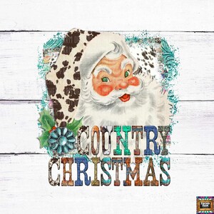 Country Christmas, Santa, Rindsleder, Türkis, Frohe Weihnachten, Believe, Howdy Santa, Bäume, Lichter, lustig, Vibes digitaler Download png jpeg