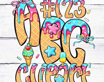 Ice-cream Drip Doodle PNG Alphabet ,Dessert Alphabet Bundle, Ice Cream Letters Clipart, Sweet Birthday, Donut Font Letters, PNG Download