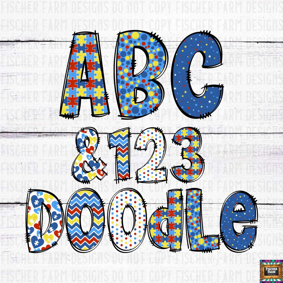 Autism Awareness Alphabet & Number Bundles, Puzzle Letters, Primary Colors, Autism, Love, No
